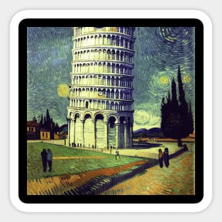 Tower of Pisa, Vincent van Gogh style Sticker